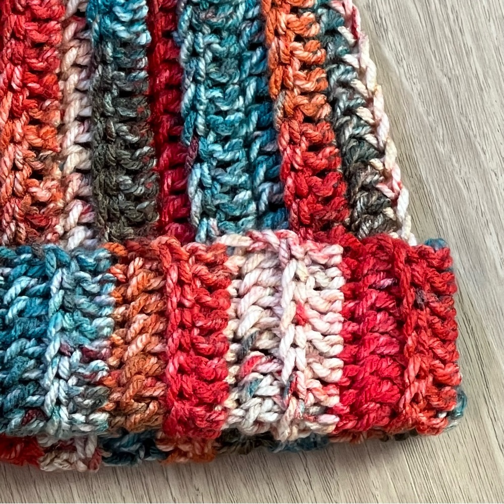 Multicolor Chunky Striped Knit Beanie by |A Lil’s Crochet Collection - Picture 3 of 5